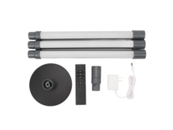 Lámpara De Pie Led Rgb Con Foco, Rotación De 360 Grados, Control Remoto Por Aplicación Y 3 Tubos De Aluminio Extraíbles.