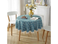 Rebe-mantel Redondo De Algodón Y Lino Antimanchas Con Flecos Lavable Protector De Mesa 140x140cm