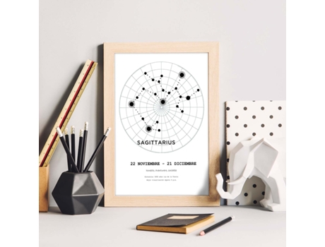 Póster NACNIC con La Constelación Sagittarius. Poster con Símbolo do Zodiaco en y Fondo do Cielo Estrellado