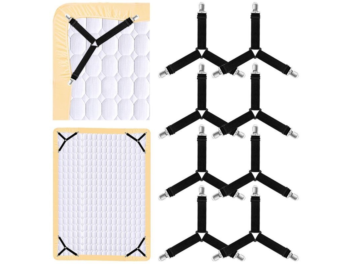 8 Clips Para Sábanas Ajustadas - Correas Fijadoras Con 3 Clips Antideslizantes, Duraderas Y De Alta Calidad