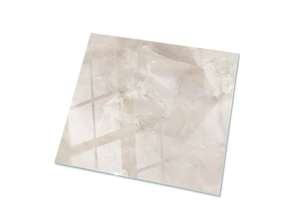 Cristal Para Mesa Cuadrado Espelharte (50x50 Cm - Patrón De Textura De Mármol - Cremoso)