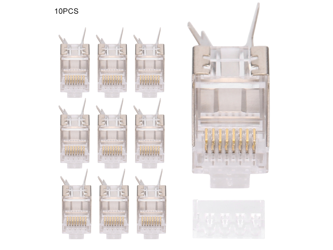 10 Conectores Rj45 Blindados Cat7 30gip Para Cable Ethernet De Servidor De Red 8p8c