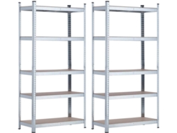 Conjunto 2 Estanterías GH91 GARDEN HOUSE GARAGE 91 02057 (Plateado y Marrón - Acero Galvanizado y MDF - 90x40x180 cm)