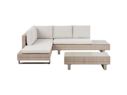 BELIANI Conjunto de Jardín Moderno Rattan Sintético Alta Calidad Rattan Sintético Blanco Lanciano 261X210X69
