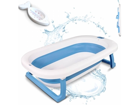 Pack de baño MOBICLINIC para bebés Bañera infantil Plegable Antideslizante Azul Termómetro de baño Sin mercurio