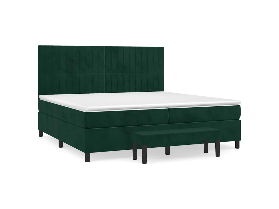 Maison Exclusive - Cama Box Spring Con Colchón Terciopelo Verde Oscuro 200x200 Cm