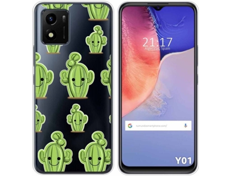 Carcasa Vivo Y01 TUMUNDOSMARTPHONE Dibujos Transparente Cactus Multicolor