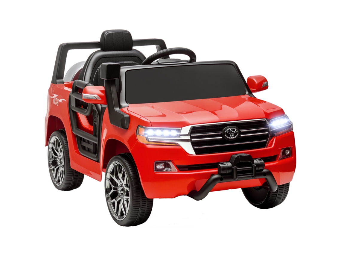 Coche Eléctrico Para Niños De +3 Años Toyota Land Cruiser Con Batería 12v Mando A Distancia Y Música Mp3 Rojo