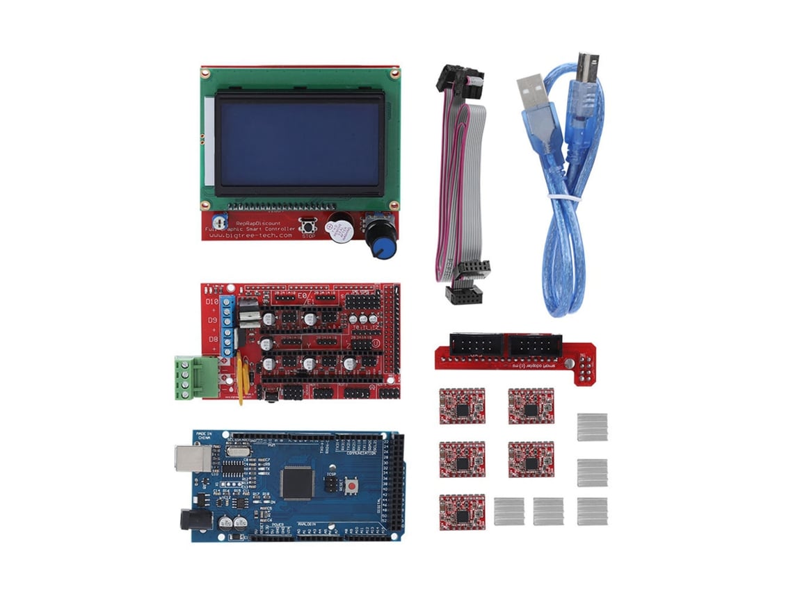 Placa base para impresora 3D Ramps 1.4, motor paso a paso y pantalla LCD para Arduino Repr Golden Light