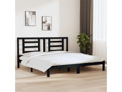 Estructura De Cama De Madera Maciza De Pino Negro 200x200 Cm