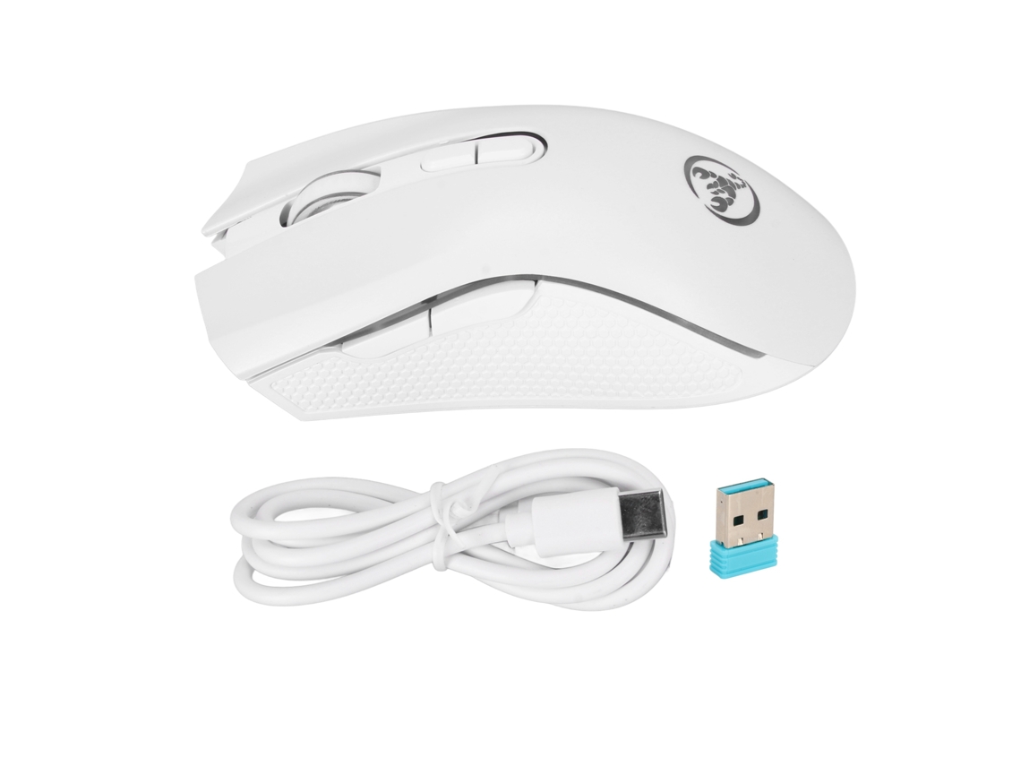 Ratón inalámbrico USB 2.4G 800-4800 DPI RGB ultrafino para oficina y hogar - Blanco