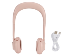 Ventilador de cuello USB, 3 velocidades, rosa, manos libres