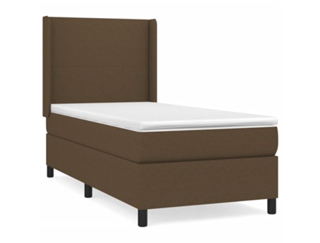 vidaXL Cama con somier y colchón 90x190 cm tela marrón oscuro