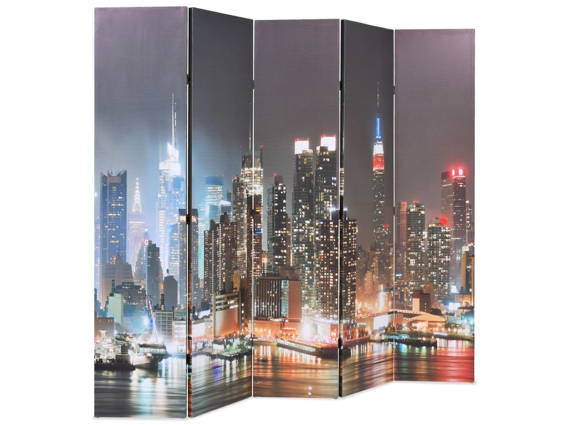 Biombo plegable Nueva York de noche, 200 x 170 cm, WSD237964, Lovely Home