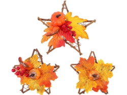 Corona De Halloween Con Estrella De Cinco Puntas, 3 Piezas, Decoración Colgante De Calabaza