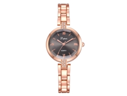 Reloj De Pulsera De Moda Para Mujer Con Brazalete De Acero Y Diamantes De Imitación, Esfera Redonda, Cuarzo (oro Rosa Y Negro)
