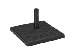 Base cuadrada de poliresina de 19 kg, varillas de 32/38/48 mm, 51x51x32 cm, color negro.