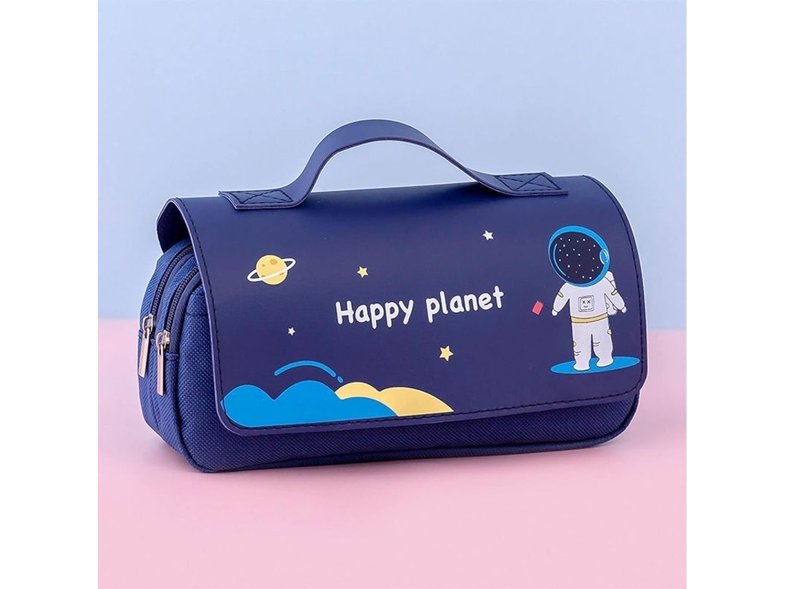 2026rebe-estuche De Lápices Linjou Grande Capacidad, Astronauta Verde, Diseño Cartoon, Bolsa De Papelería Portátil Y Linda