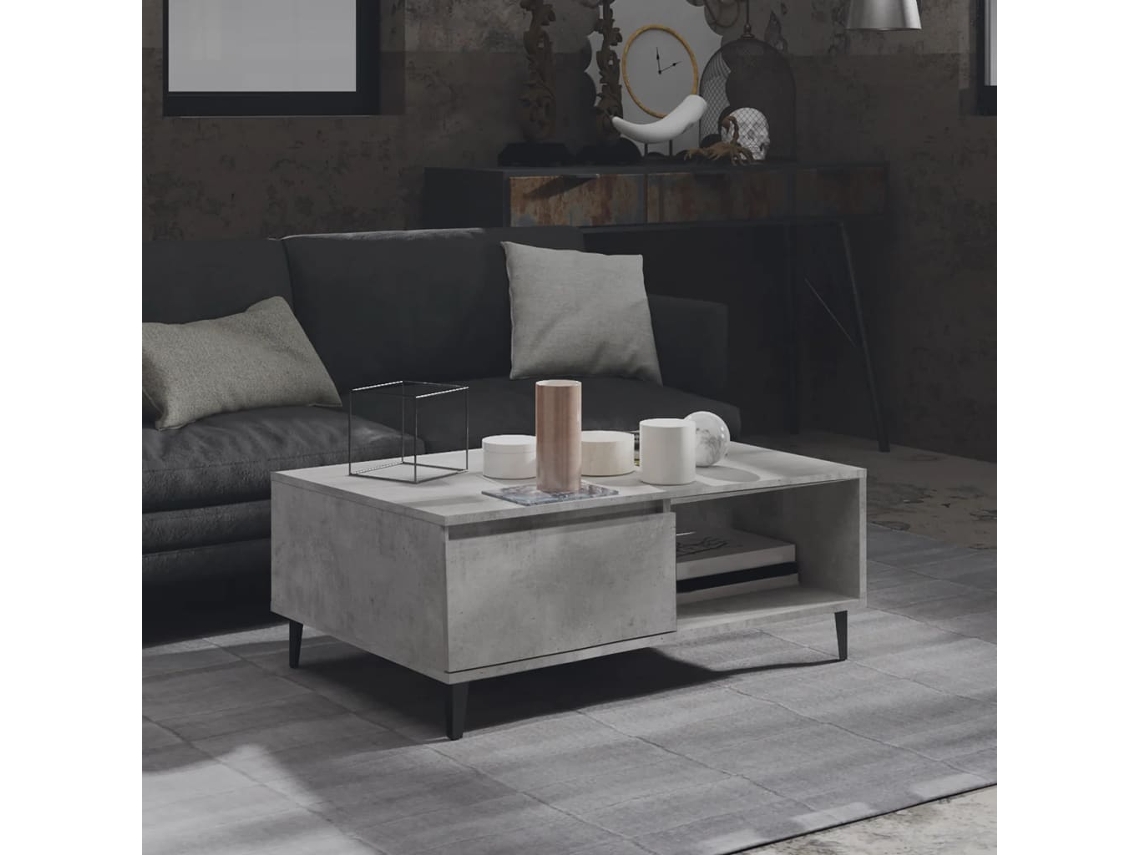 Mesa de Centro de Apoyo 90X60X35 Cm Contrachapado Gris Cemento
