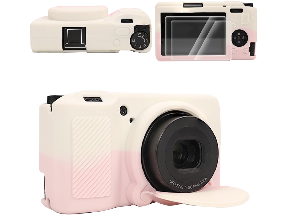 Funda EIFSON para Ricoh Griii/griiix, con protector de pantalla y tapa de lente extraíble (compatible, blanca y rosa).