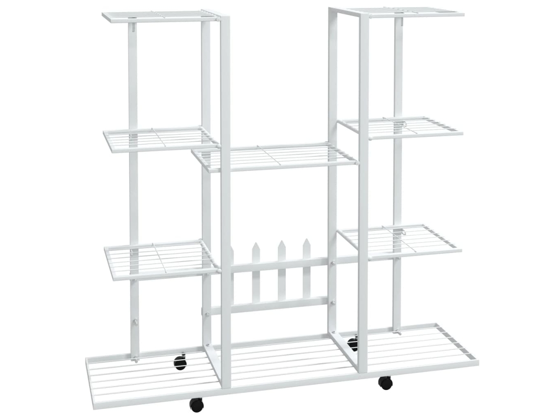 Soporte de Macetas con Ruedas 94,5X24,5X91,5 cm Hierro Blanco