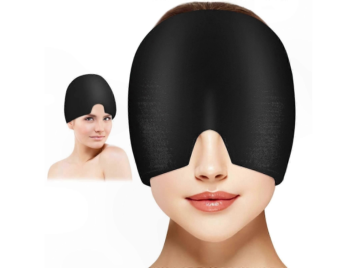Gorro refrescante para aliviar el dolor de cabeza, mascarilla de gel flexible, accesorio para conciliar el sueño, negro. TAISHENGDA