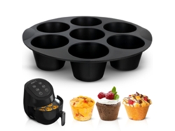 Molde de silicona para muffins en freidora de aire (3,5-5 L) - Molde para pasteles y huevos - Negro