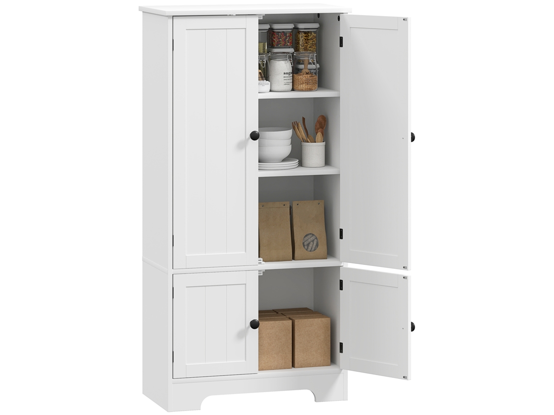 Aparador De Cocina Con Armarios Y Estantes Ajustables, 58,2 X 30 X 123 Cm, Blanco