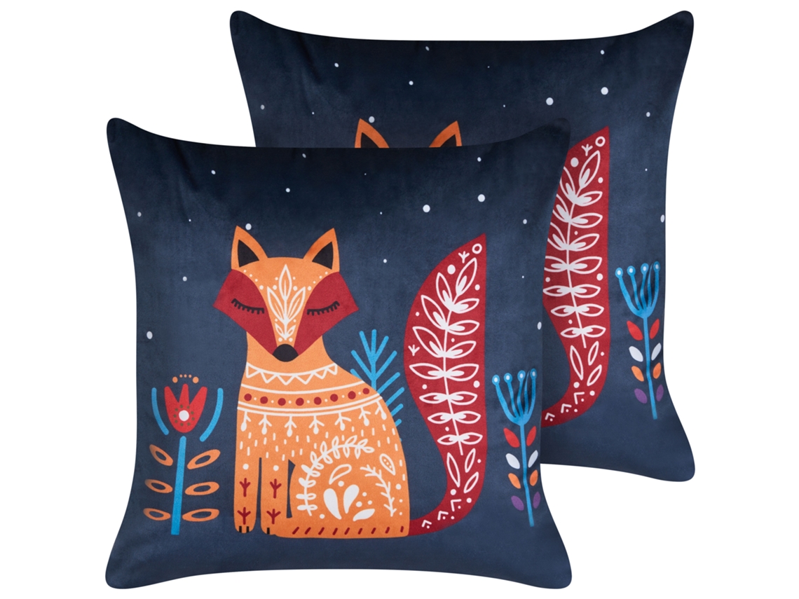 Cojines con estampado de animal BELIANI Firespike de Terciopelo Azul 45x45x4