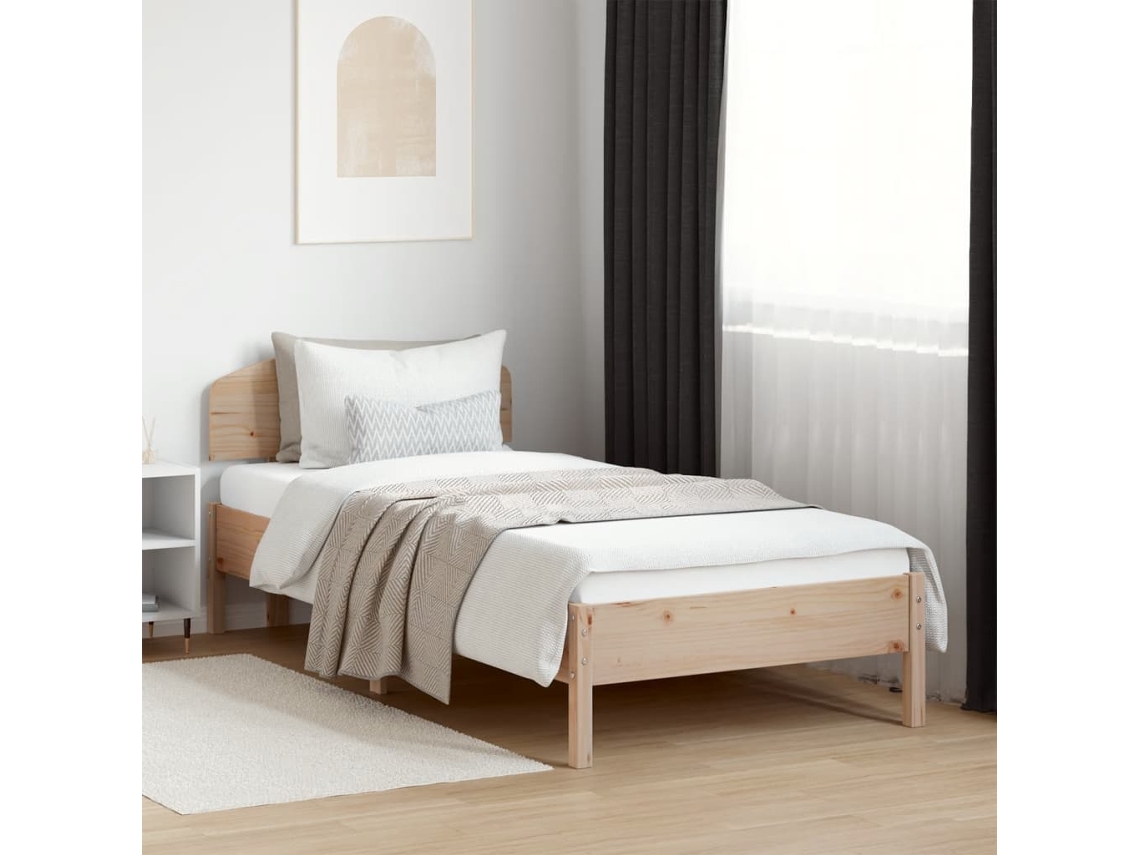 Estructura De Cama Sin Colchón Madera Maciza De Pino 90x200 Cm