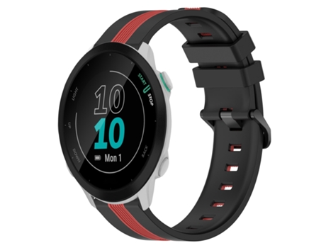 Correa de reloj inteligente para Garmin Forerunner 55 Correa de reloj de silicona vertical de dos colores de 20 mm (negro + rojo)