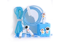 Capinha Protetora Para Carregador Astronauta Silicone Respirável Fácil Instalação Para Carregadores 18w 20w Conjunto De 5 Peças Azul