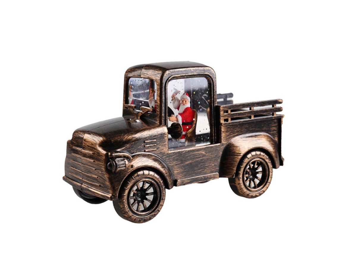Camión de juguete navideño, decoración, modelo de coche con luces LED