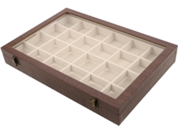 Caja De Joyería De Madera De 24 Compartimentos Con Separadores Para Anillos Y Pulseras, Bandeja