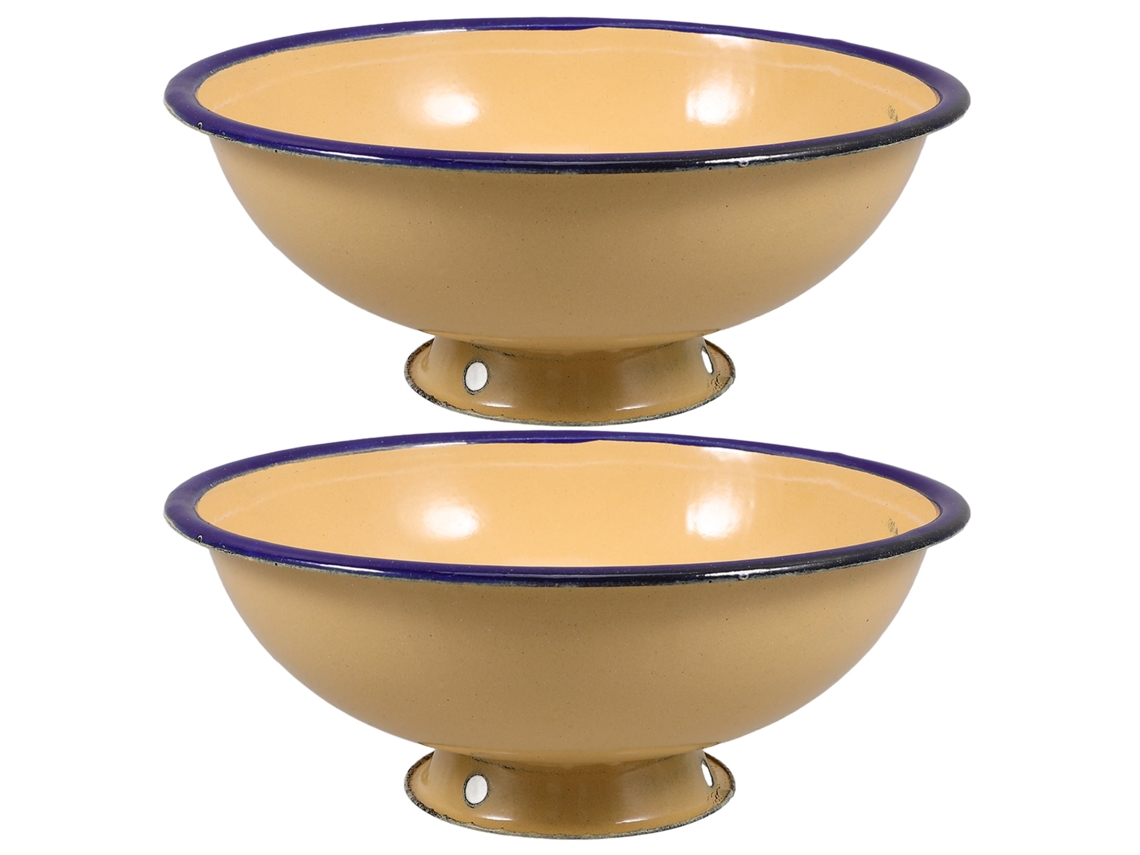 2 Grandes Cuencos De Comida Esmaltados De Estilo Vintage, Cuencos Hondos Para Mezclar Ensaladas.