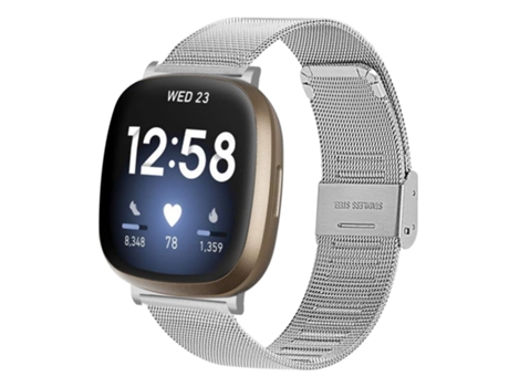 Correa de reloj inteligente para Fitbit Versa 4 / Sense 2 Milan Hebilla de reloj de metal (Plata)