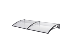 Marquesina exterior para Puertas Mellerud protección policarbonato e plástico 300 x 100 cm Transparente y Negro [EN.CASA]