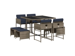 Maison Exclusive - Conjunto De Comedor De Jardín De 9 Piezas Con Cojines, Poliratán Gris