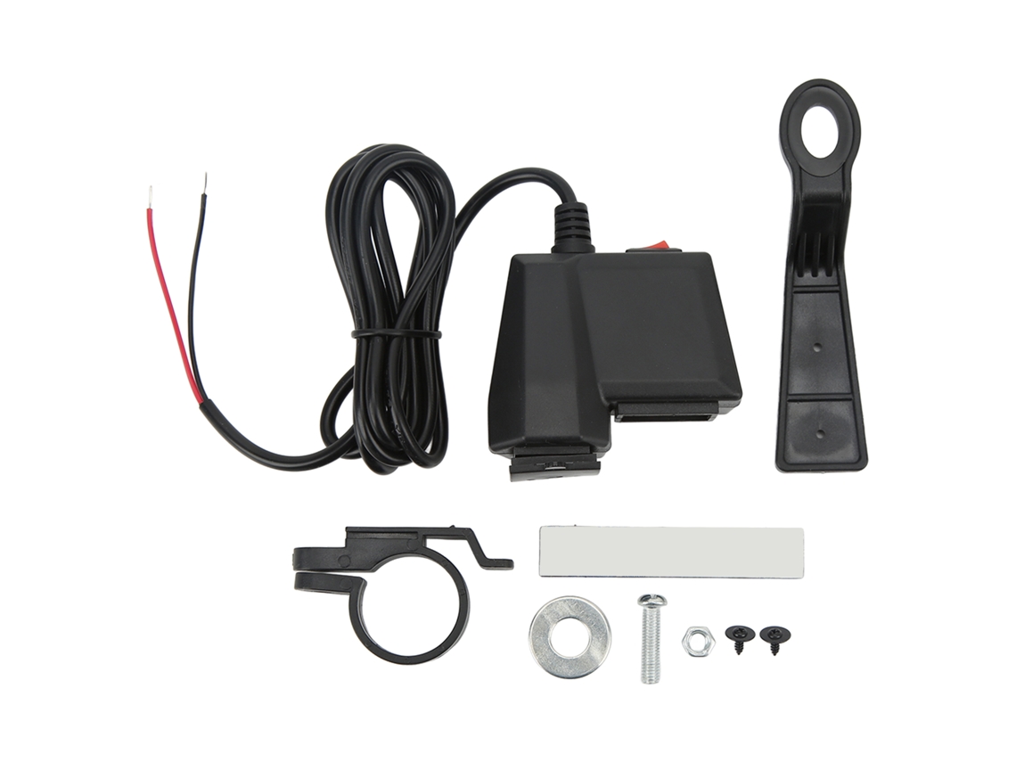 2026-cargador De Teléfono Para Moto Bicicleta Eléctrica 3.1a Doble Usb Con Voltímetro Rojo Kit De Instalación