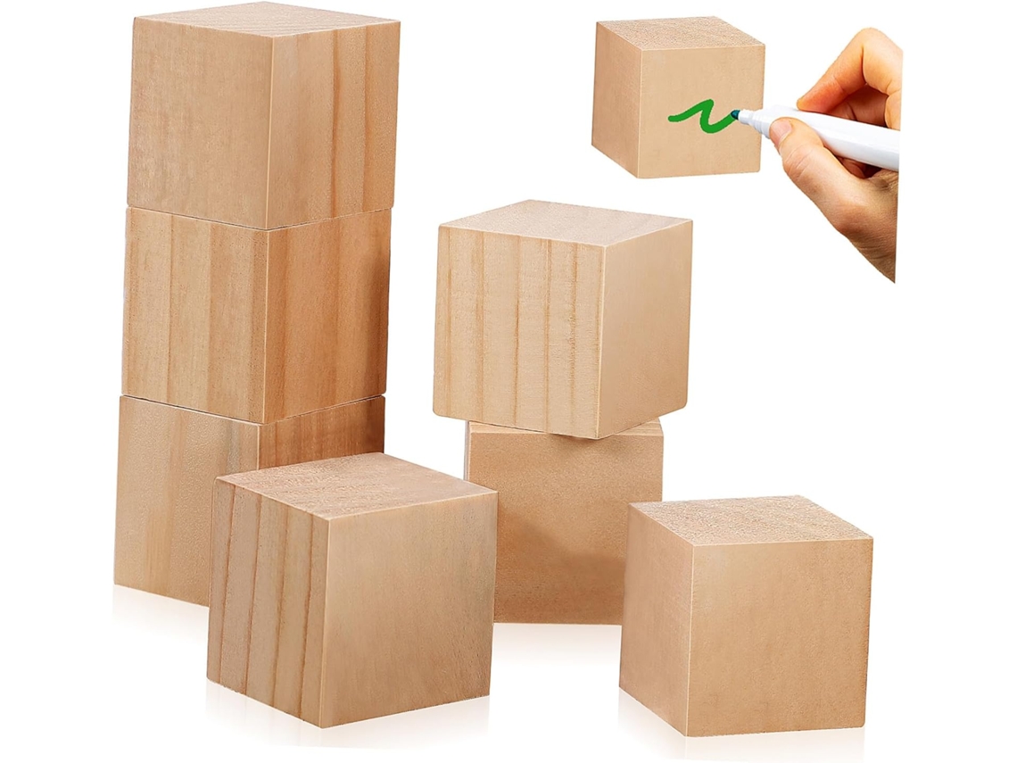 Juego De 10 Cubos De Madera Natural De 5 Cm Para Manualidades, Ideales Para Niños Y Niñas.