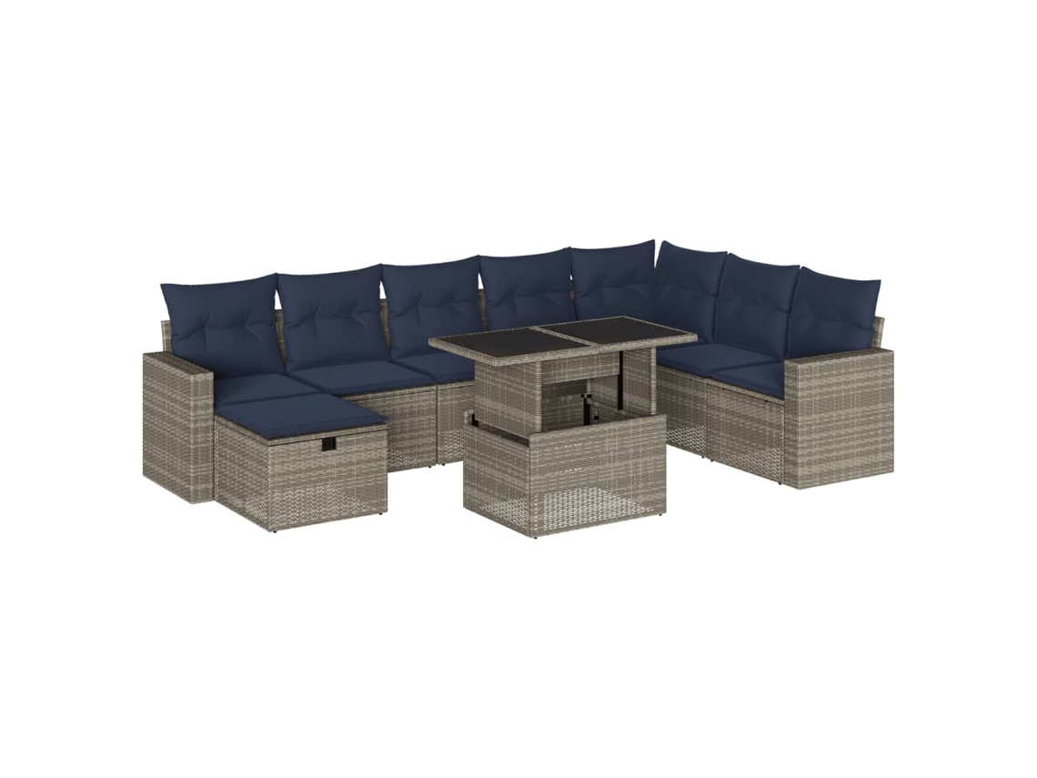 Maison Exclusive - Conjunto De Sofá De Jardín De 9 Piezas Con Cojines, Poliratán Gris