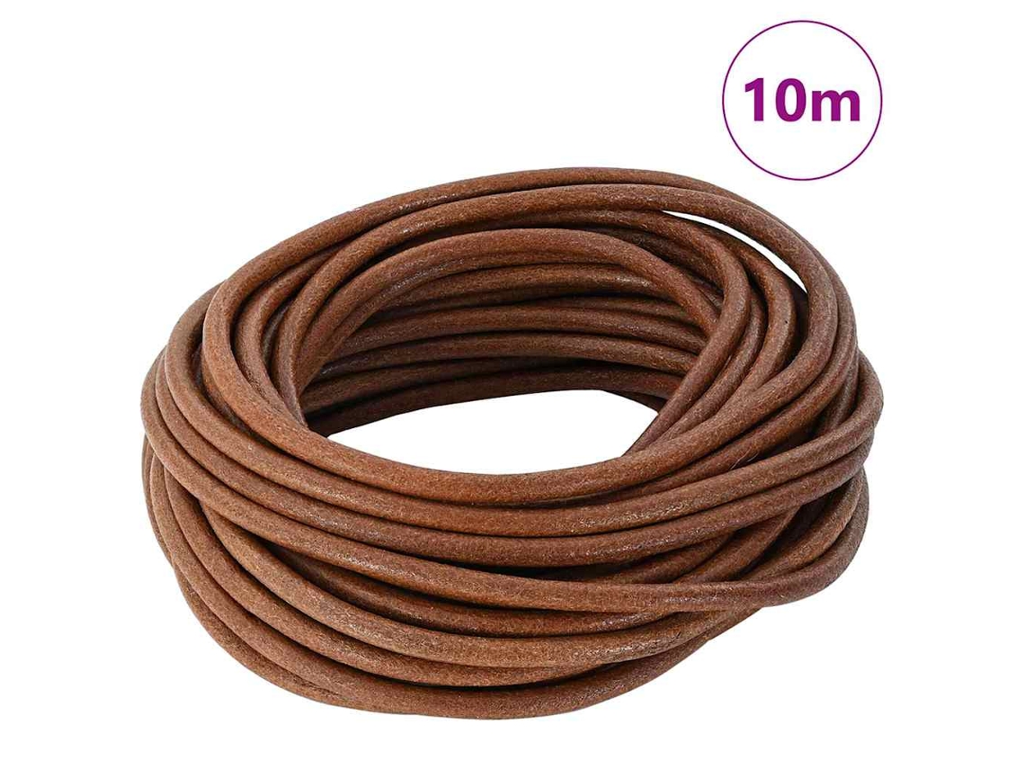 Cuerda de cuero marrón Vidaxl (ø5 mm x 10 m)