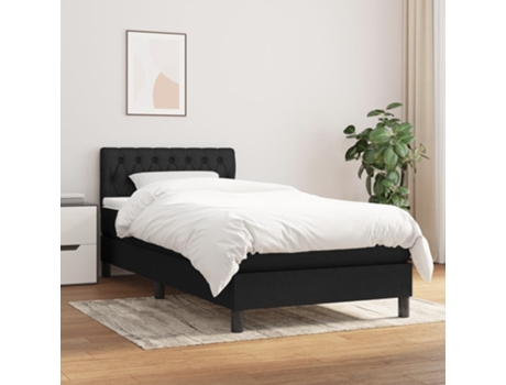 vidaXL Cama con somier y colchón 90x190 cm tela negra
