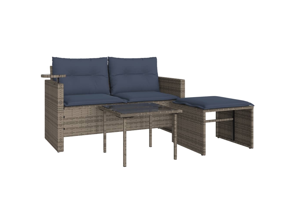 Maison Exclusive - Conjunto De Sofá De Jardín De 3 Piezas Con Cojines, Poliratán Gris