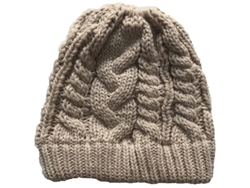 2026-gorro De Lana Elástico Para Mujer Con Espacio Para Coleta Alto Para Invierno Casual Calientito Talla Única Blanco