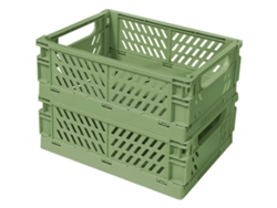 2 Cestas Plegables Plásticas Verdes, 9.8×6.5×3.8 Pulgadas, Multiusos.