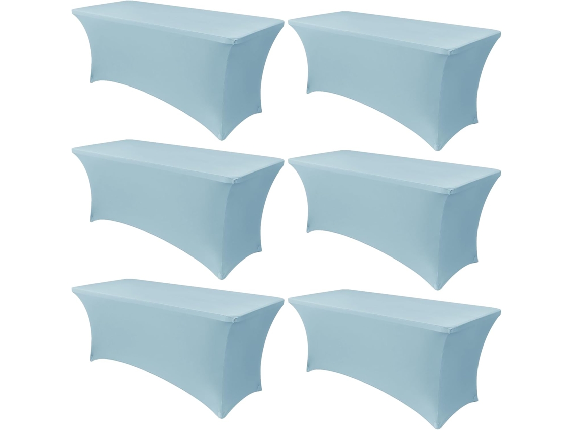 Mantel Rectangular Elástico De Spandex Para Bodas, Banquetes Y Fiestas (6 Piezas, Azul Claro/244x75x75cm) Gertiz