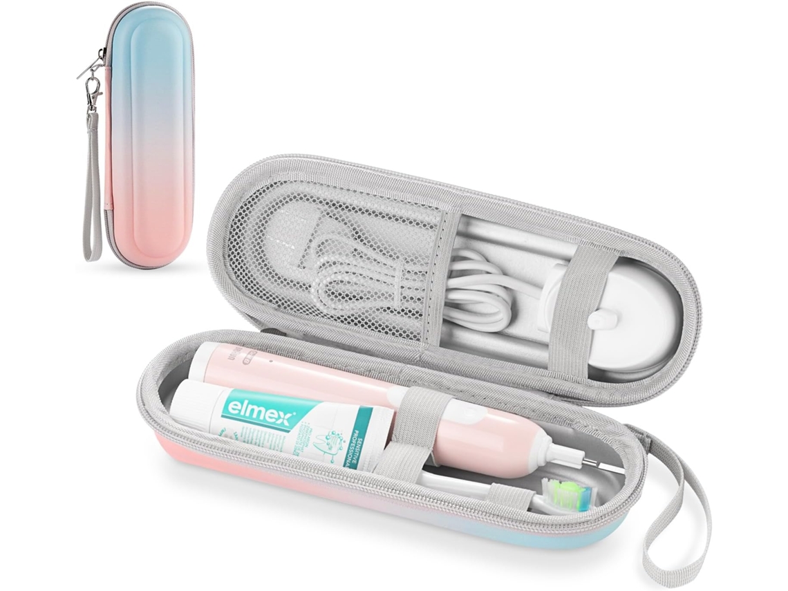 Estojo Rosa Casca Dura P/ Escova Eléctrica Viaje