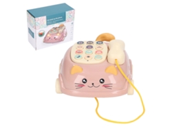 Ats-teléfono Bebé Juguete Musical Con Forma De Gatito, Historias Bilingües, Juguete De Teléfono De Coche Para Niños, Iluminación Rosa