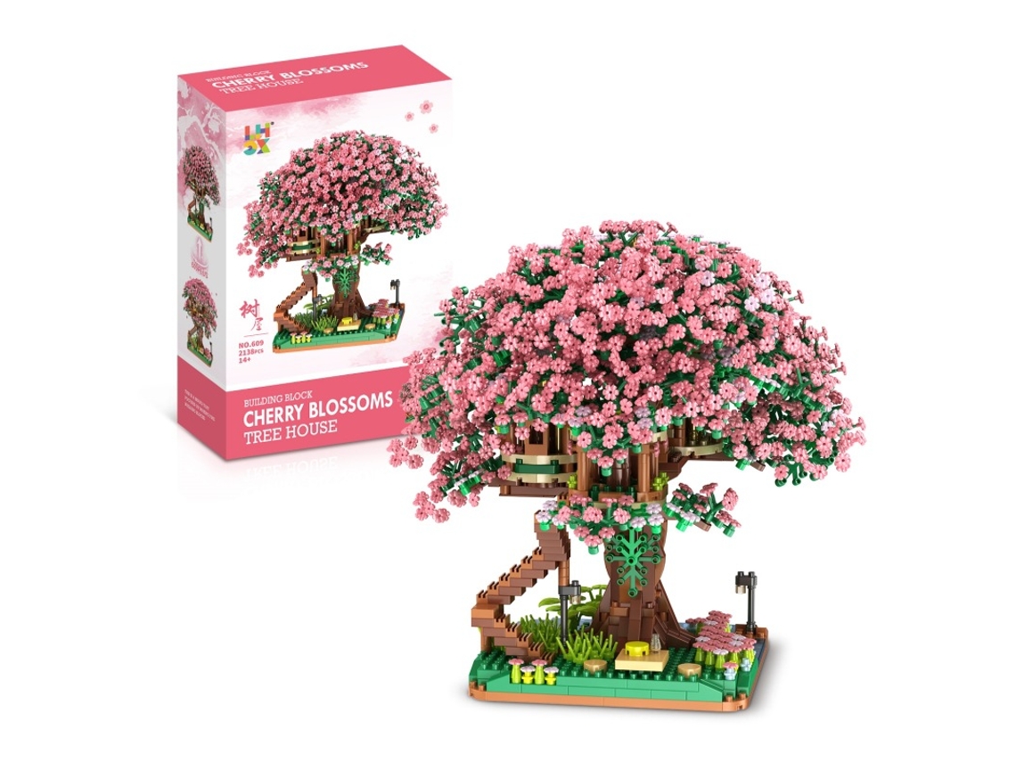 Kit Diy Casa Árbol Cerezo Con 2138 Piezas Y Cadena De Luces, Modelo Coleccionable, Regalo Artesanal Para Adultos.